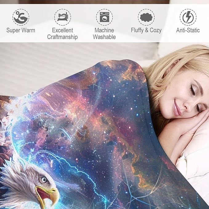 Patriot Eagle Blanket Eagle Gifts for Girls Boys Woman Kids Flying Eagle Lover Throw Blankets Soft Blanket Warm Fleece Flannel Plush Blankets for Bed Sofa Couch 40"x50"