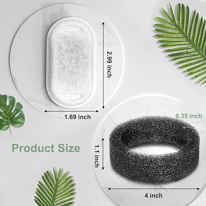 Cat Water Fountain Filters, Compatible with Stainless Steel Pet Fountain 8 Filters with 8 Sponges Replacement Filters for Cat Fountain (4 Filters& 4 Sponges)