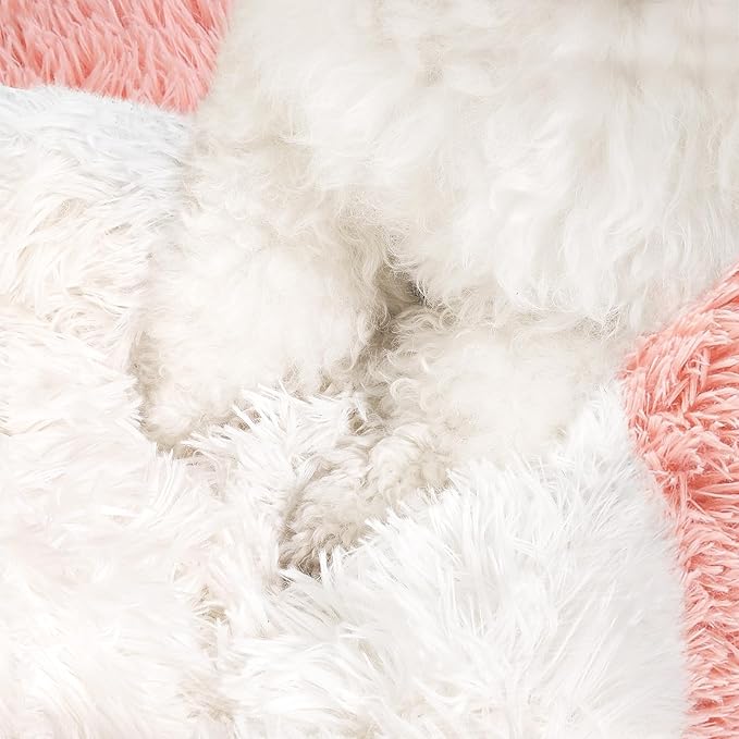 NOYAL Dog Bed Round Hooded Plush Cat Cave Donut Anti Anxiety Fluffy Dog Bed for Small Medium Dog and Cat