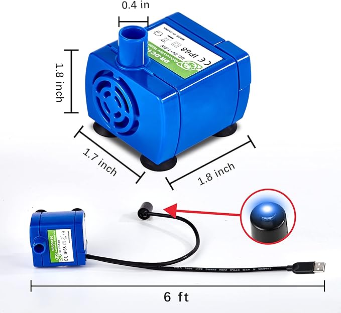 Cat Water Fountain Pump, Pet Water Fountain Pump Replacement Pump DR-DC160 Motor for for Round, Cubic, Flower Cap Cat Fountain
