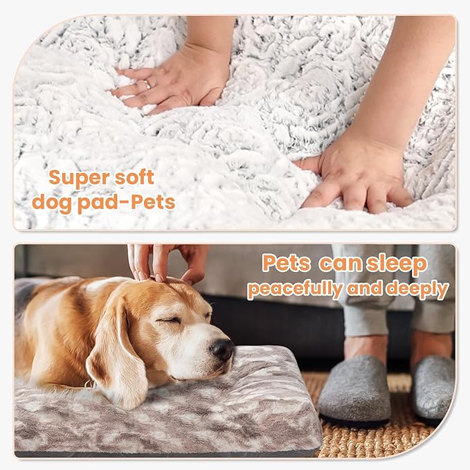 2 in 1 Dog Bed Crate Pad Mat Washable Reversible (Cool & Warm) Soft Fluffy Pet Kennel Beds for Large Medium Small Puppy Cat Sleeping Mattress Machine Wash Dog Cooling Mats (Dot Brown, 24"*17.5")