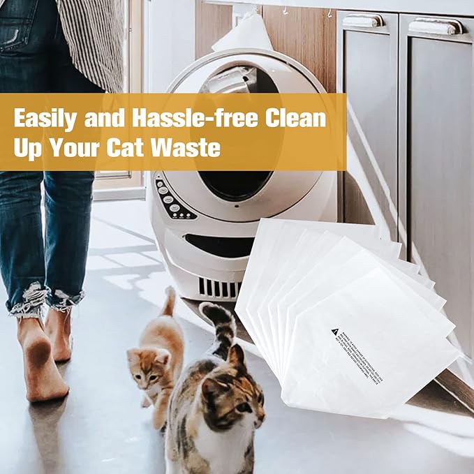 100 Pack Cat Robot Litter Bags for Litter R-obot 4 Waste Bags, Cat Litter Bags for Litter Box Robot 3 Waste Bags Liners Durable Litter Box Liner Replacement, 9-11 Gallons