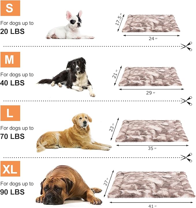 2 in 1 Dog Bed Crate Pad Mat Washable Reversible (Cool & Warm) Soft Fluffy Pet Kennel Beds for Large Medium Small Puppy Cat Sleeping Mattress Machine Wash Dog Cooling Mats (Brown, 41"*27"1.5")