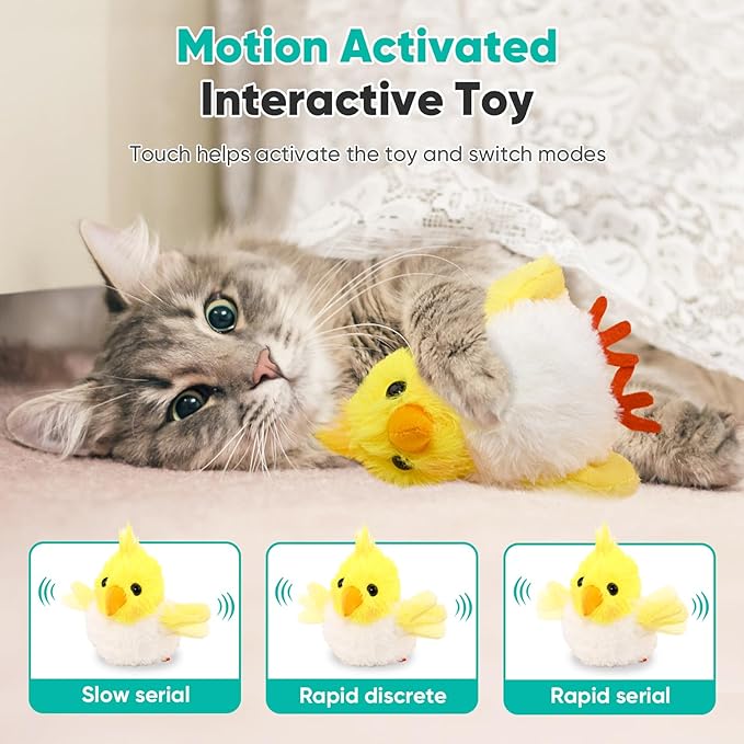 Petbobi Cat Toys Flapping Bird - Lifelike Parrot Interactive Cat Toy with Catnip, Exercise Toy for Bored Indoor Cats, Rechargeable Motion Activated Chirping Kitten Toy for All Breeds Cat