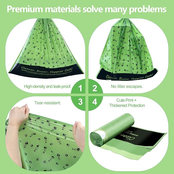 120 Counts Self Cleaning Litter Box Bags with Drawstring, Compatible with Litter-Robot 3 and 4, 24" x 29" Heavy Duty Cat Litter Box Liners Waste Bags Replacement