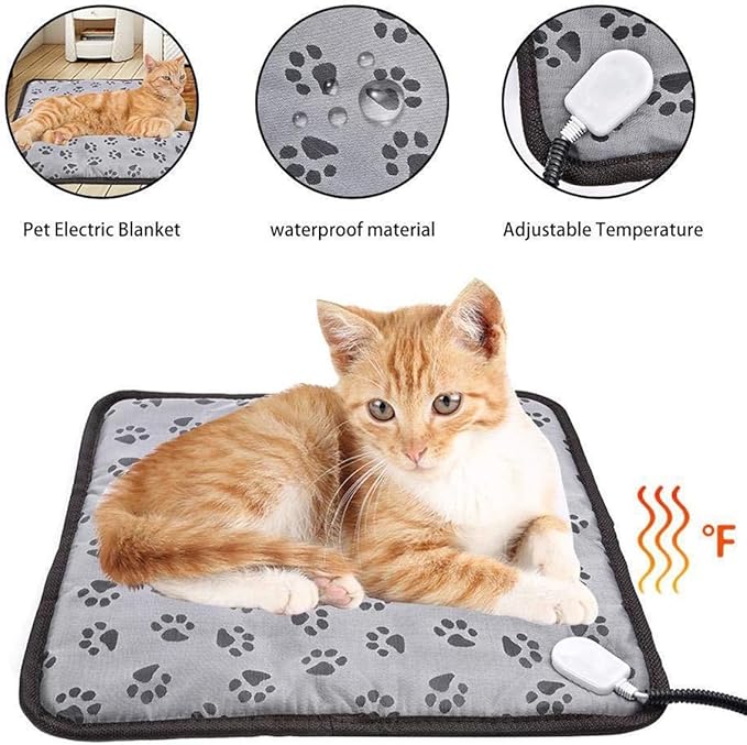 Large Dog Cat Heating Pad 34" x 21" Waterproof Pet Heated Dog Bed with Intelligent Constant Temperature Switch Add Chewy Resistant Steel Wire Rope,Dog Heating pad