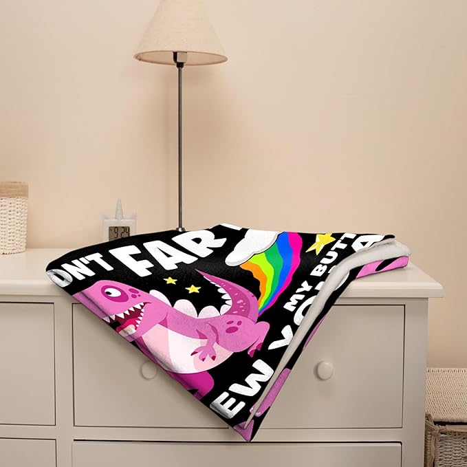 Funny Dinosaur Blanket Gift for Girls Boys- 60x80 Inches Soft Flannel Dino Throws Blankets Funny Gift for Teen Women Men Adult Cute Dinosaur Lover Gifts for Bed Sofa Couch-Twin Size