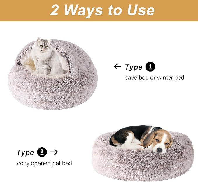 Dog Beds for Small Dogs, Cat Bed Cave, Washable Cute Cat Bed, Cozy Nook Pet Bed for Dogs or Cats, Anti-Slip Puppy Bed Fits up to 12 lbs Pets(Coffee, 20" x 20")
