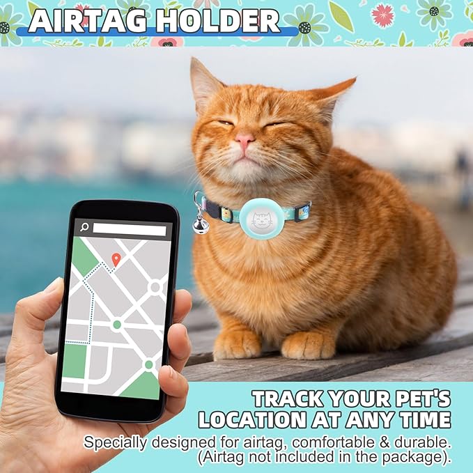 KOOLTAIL Cat Harness and Leash Set Escape Proof with Cat Airtag Holder Collars (3 in 1), Comfortable Lightweight Adjustable Kitten Harness for Small Medium Large Cats Safe Walking & Travel, Green