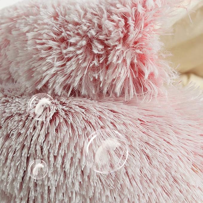 La La Pet® Modern Pet Soft Plush Burrowing Cave Faux Fur Cuddler Round Cat Bed Self Warming Autumn Winter Indoor Snooze Sleeping Cozy Nest for Mini Medium Sized Dog Kitty Teddy Kennel (Pink, M)
