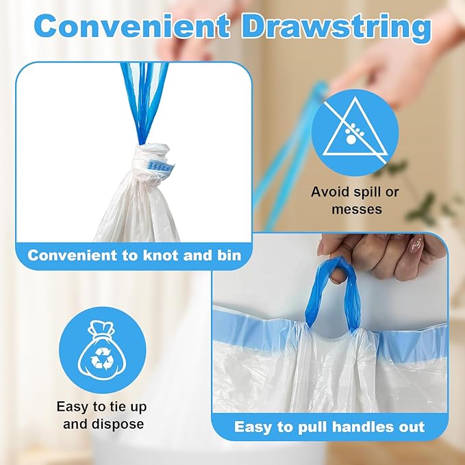 120pcs PURA X/MAX Self-Cleaning Litter Box Liner Bags,Waste Bags for PuraX PuraMax,Drawstring Heavy Duty Cat Litter Waste Receptacles Bags