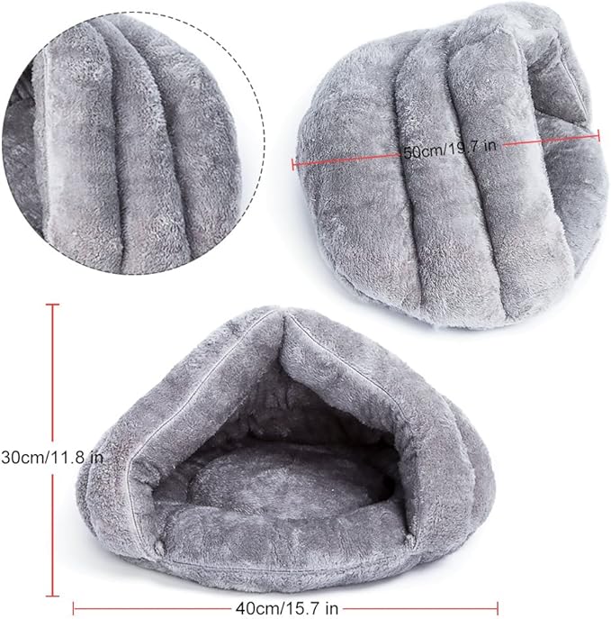 VeMee Cat Bed Cat Sleeping Bag Sleep Zone for Puppy Cat Rabbit Bed Small Animals Shearling Sleeping Bag (Grey)