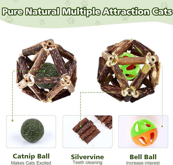 27 Pack Catnip Chew Toys for Cats,Cotton Sisal Rope Toys,Cat Natural Silvervine Sticks,for Cat Teeth Cleaning and Dental Care,Interactive Cat Toy for Bored Indoor Cats