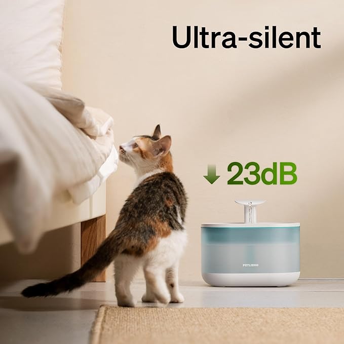 PETLIBRO Cat Water Fountain Ultra Quiet with Two Flow Modes, Large-Size Filter Capsule Pet Water Fountain, 71oz/2.1L Visible Water Level Dog Water Dispenser for Cats & Dogs