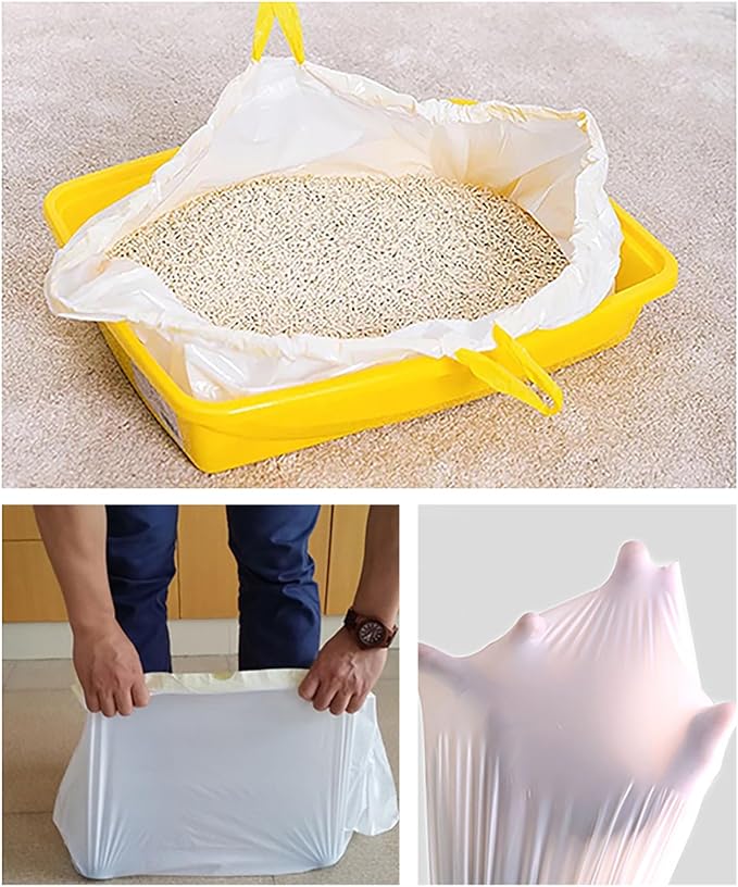 120 Count Cat Drawstring Litter Box Liners 26.6 * 16.7 inches 2 Mils Heavy Duty Leak-proof Cat Poop Bags Extra Durable Compatible with Litter Robot 3 & 4, 10-12 Gallons