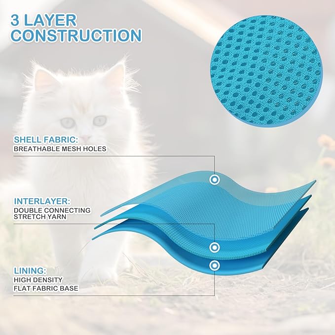MoNiBloom Soft Cat Harness for Walking Escape Proof and Travel, Kitten Adjustable Breathable Vest Harness - Sky Blue, M