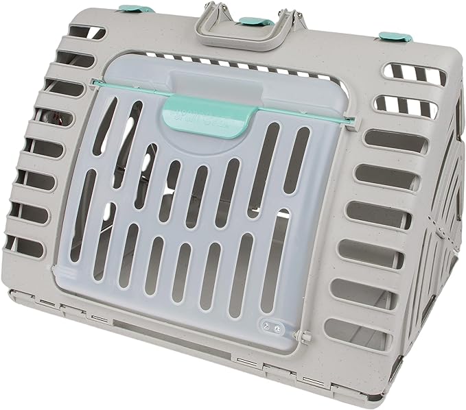 SportPet Designs Foldable Travel Cat Carrier - Front Door Plastic Collapsible Carrier Collection, Waterproof Bed