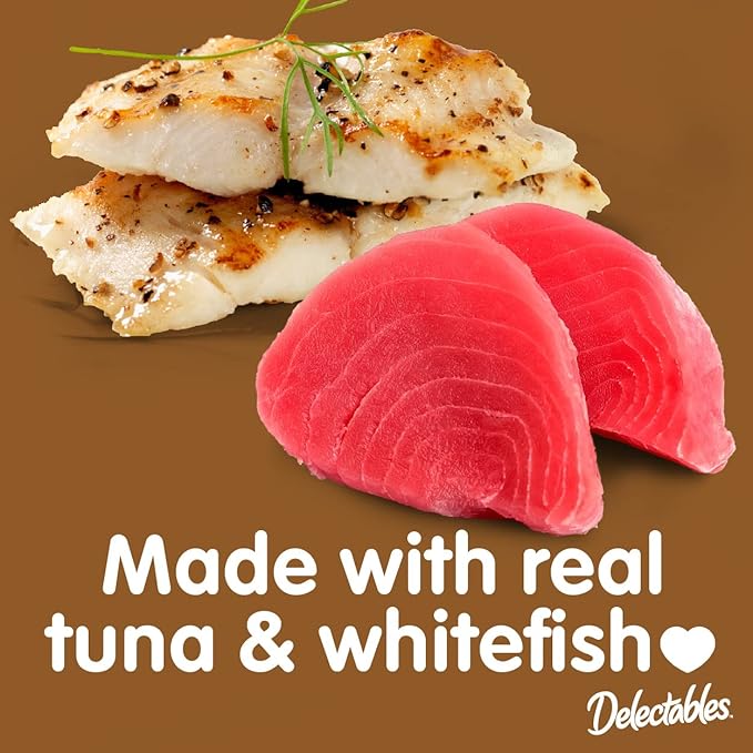 Hartz Delectables Gravy Lickable Wet Cat Treat & Food Topper, Tuna & Whitefish, 12 Pack, 1.40 Ounce (Pack of 12)