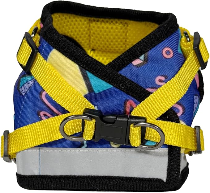 Travel Cat Harness and Leash Set - Adjustable Fit Mesh Cat Harness and Reflective Strap - Comfort Escape Proof Harness for Cats, Kitten for Outdoor Walking, Hiking (Small, 90s Cat)