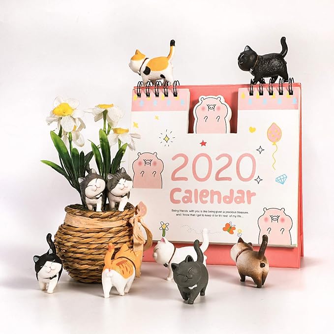 9PCS Realistic Cat Figurines, Educational Kitty Figures Toy Set, Kitten Easter Eggs Cake Topper Christmas Birthday Gift for Cat Lover