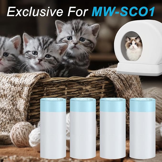 120Counts Litter Box Liners Compatible with MW-SC01, Self-Cleaning Cat Litter Box Bags,Automatic Cleaning Cat Litter Box Liners(18X12inch)