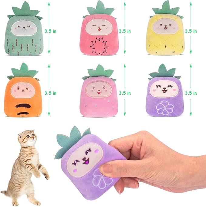 Catnip Toys, Catnip Toys for Cats, Cat Toys with Catnip, Cat Toys for Indoor Cats Kittens, Cat Chew Toy, Cat Pillow Toys for Teeth Cleaning Playing, 6 Pack