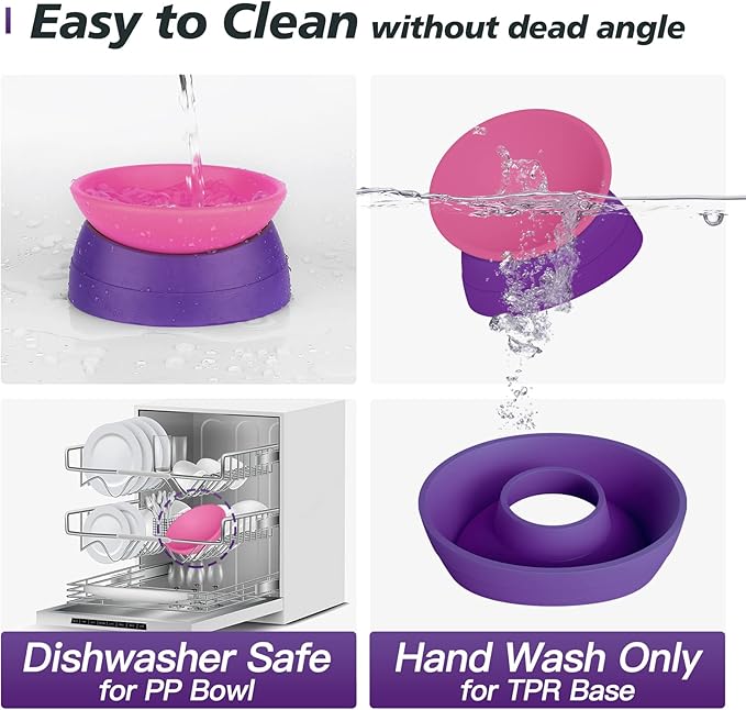 Cat Bowls Elevated Cat Food Bowl Adjustable Cat Dish Anti-Slip and Anti-Noise Raised Cat Bowl Protecting Pet’s Spine Thickened Plastic Bowl Suitable for Indoor Cats, 17 Oz