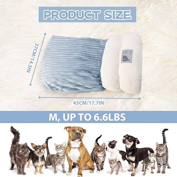 Cat Winter Sleeping Bag, Cat Bed Cave Sleeping Bag, Cat Sleeping Bag, 360°Wrap Comfortable Pet Snuggle Sack, Soft Plush Large Cat Sack - Size M(Gray Blue)