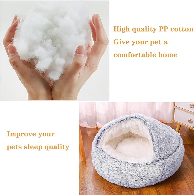 Small Dog Bed, Donut Cuddler Nest Warm Soft Plush Faux Fur Washable Dog Bed with Non-Slip Bottom for Medium Small Dogs Snooze Sleeping Indoor (65cm/25in)