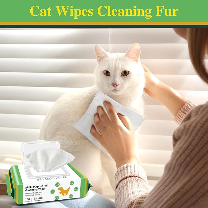 100 Unscented Extra Thick Dog Wipes for Paws and Butt Puppy Wipes for Dogs Face and Body Dog Wipes Cleaning Deodorizing Cat Wipes Cleaning Fur and Butt Doggie Wipes Doggy Wipes 8 Glove Wipes Included