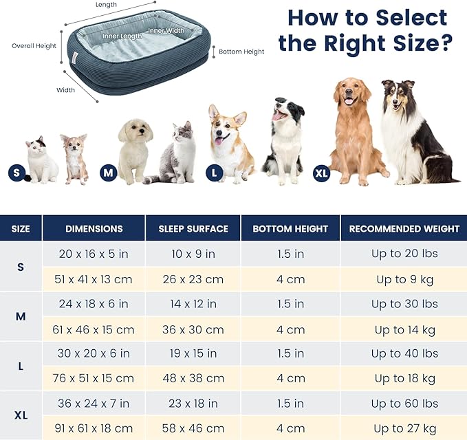 Miguel Orthopedic Dog Bed Medium Size Dog, Memory Foam Pet Bed Washable Removable Cover, Calming Puppy Bed with Sides, Dog Couch Comfort Sofa, Egg Foam Support, Non-Slip Bottom, Blue 30 inches
