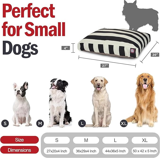 Majestic Pet Rectangle Small Dog Bed Washable – Non Slip Comfy Pet Bed – Dog Crate Bed with Removable Washable Cover – Dog Kennel Bed for Sleeping - Dog Bed Small Breed 27x20x4 Inch – Black