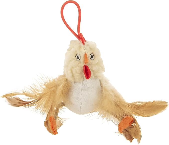 Petlinks HappyNip Flying Chicken Electronic Sound Launcher Cat Toy, Contains Silvervine & Catnip, Battery Powered - Beige, One Size
