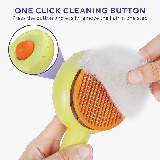 HICC GROOM! Pet Grooming Brush for Cats and Dogs, Self-Cleaning Sliker Brush for Removes Mats, Tangles, and Loose Hair, Shedding Brush for Short or Long Haired Cats/Dogs (Donut)