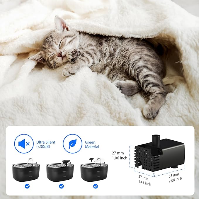 Stouchi Pet Fountain Pump, Cat Fountain Pump Replacement, Suitable for WDQ1