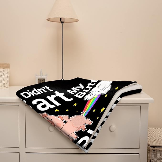 Pig Blanket,Girls Pink Pigs Animal Fleece Lightweight Throws,I Didnt My Blew You A Kiss,Super Soft Sherpa Blankets, for Bed Sofa Couch,Funny Things for Teen Girl Boy,40"x50" for Kids