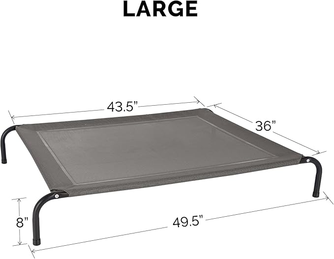 FurHaven Elevated Pet Cots - Cooling & Breathable Nylon Mesh Hammock for Large Dogs/Easy-to-Assemble / / Durable and Reinforced/Perfect for Rest & Relaxation Outdoors - Graphite Gray, Large