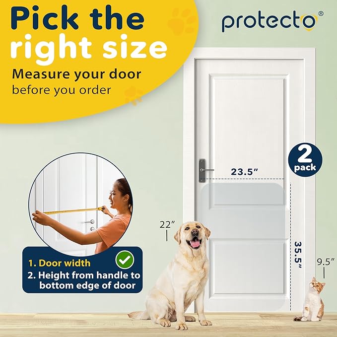 PROTECTO 2 Pack Door Protector from Dog Scratching, Cat Dog Scratch Door Protector, 35.5x24 Dog Door Scratch Protector for Indoors Outdoors, Easy Installation on Window, Wall, Glass Door, Screen Door