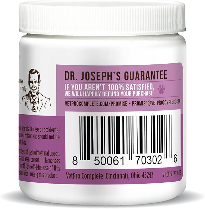 VetPro Complete Dr. Joseph's Dog Hip and Joint Supplement, 60 Count, Pain and Inflammation Relief Chews with Glucosamine, Chondroitin, MSM, Turmeric, Vitamin C, Omega 3