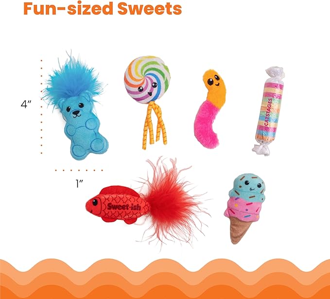 Catstages Kitty Sweet Treats Plush Catnip Cat Toys - 6 Pack