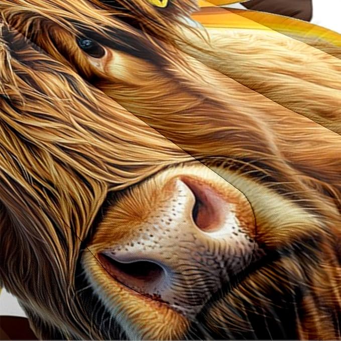 Highland Cattle Comforter Set Twin Cute Animal Bedding Set Aesthetic Microfiber Comforters Soft with 1 Pillowcase