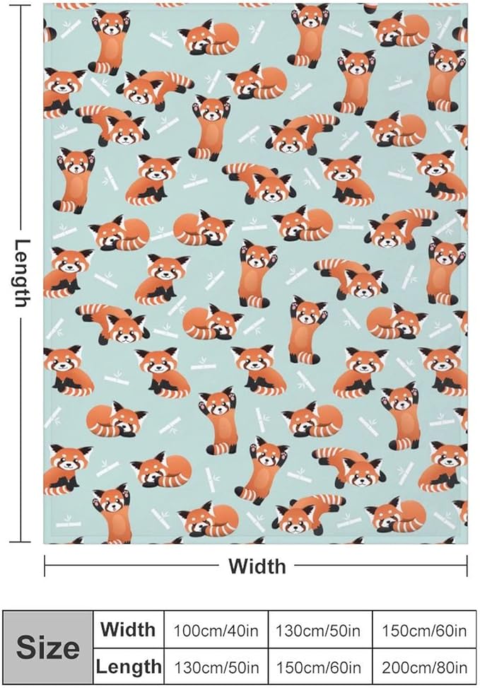 Red Panda Blanket Warm Cozy Red Panda Bamboo Flannel Throw Blanket for Travel Living Room Home Kids Adults 60"X50"