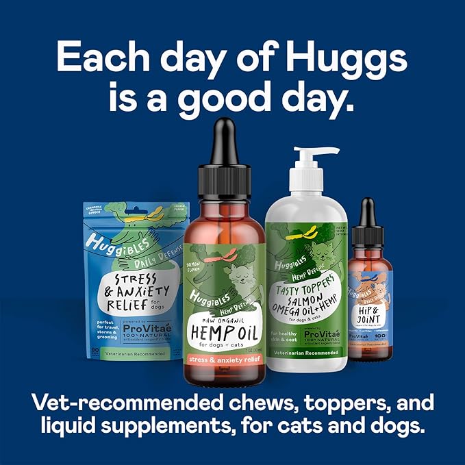 Organic Hemp Oil Drops for Cats and Dogs Calming Stress & Anxiety Support Omega 3 & 6 for Arthritis Inflammation and Joint Support | Liquid Drops Pet Supplement