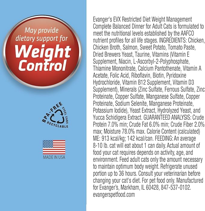 Evanger's EVX Restricted Diet Canned Cat Food, 4 Weight Management, 4 Senior & Joint Health, 4 Bland Diet Variety Pack