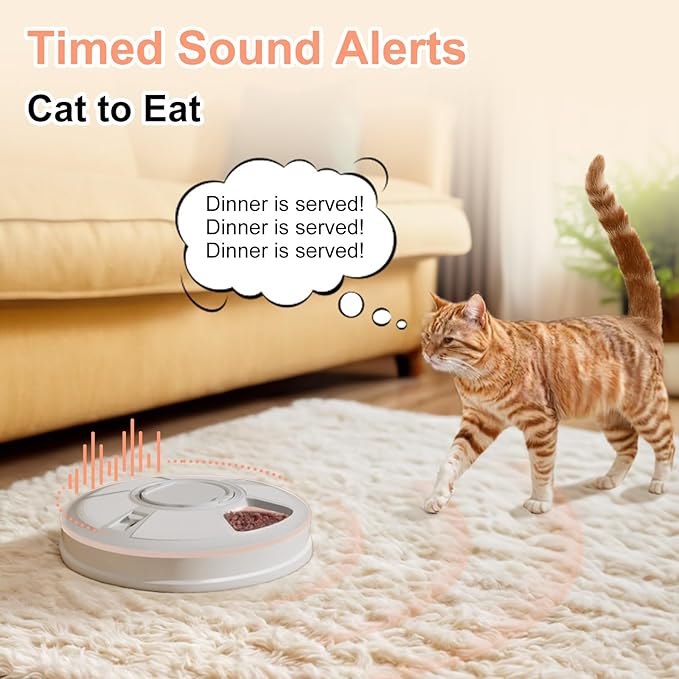 Automatic Cat Feeder Wet Food/Dry Food, 6 Meal Timed Pet Feeder Easily Programmable &Easy to Clean, Auto Feeder for Cats/Small Dogs(Pink)