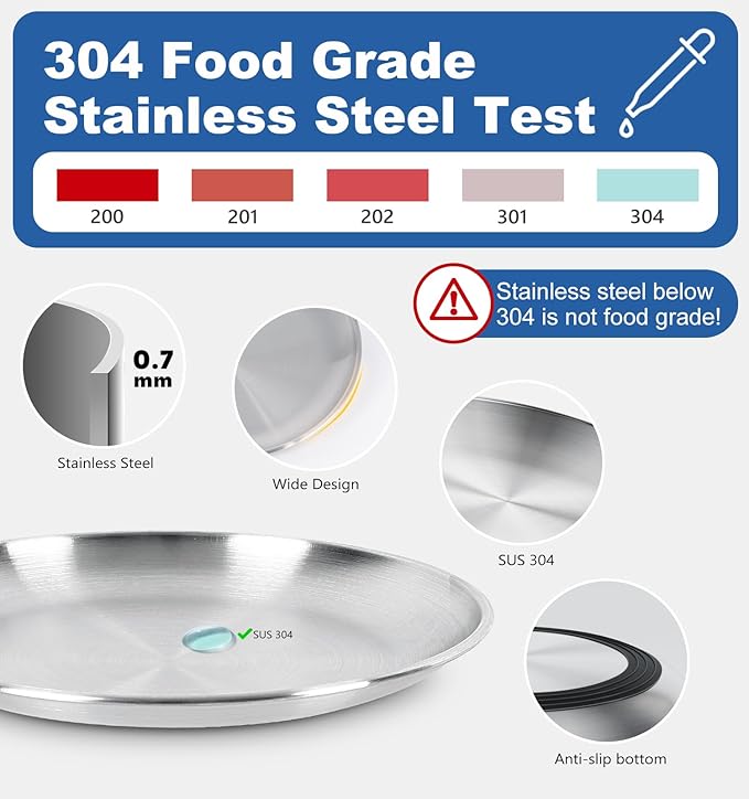 Supet Cat Plates for Wet Food, Non Slip Cat Food Bowls Whisker Friendly, Stainless Steel Shallow Wide Cat Dishes for Indoor Cats (13Oz, 2Pcs)