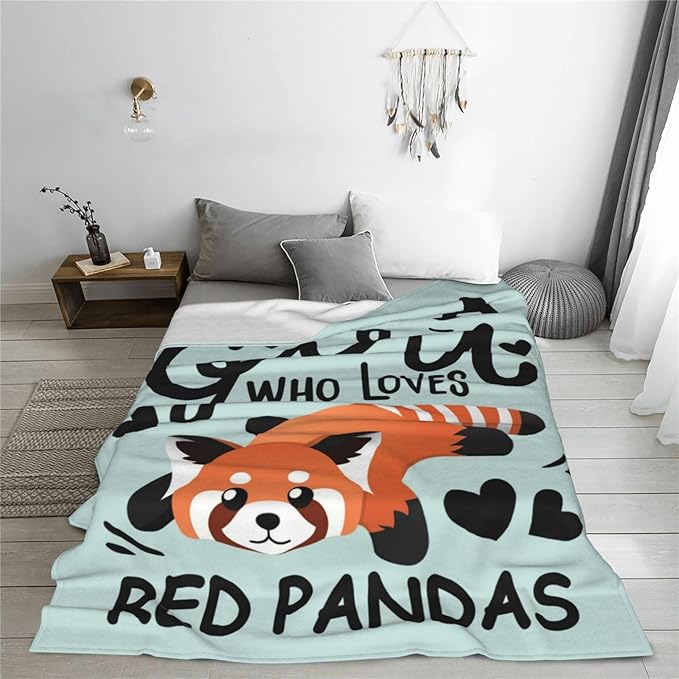 Red Panda Blanket Soft Cozy Warmth Flannel Red Panda Throw Blankets Just A Girl Who Loves Red Panda Blankets Bedding Decor for Red Panda Lover Girls Women Adults Gifts 50"x40"