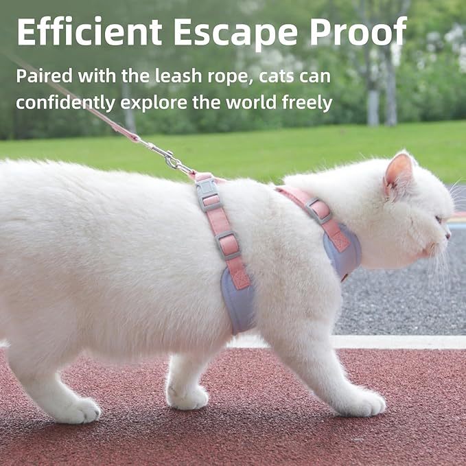 Escape-Proof Cat Harness and Leash Set - Adjustable and Comfortable - Ideal for Walking Cat Outdoors - Fits Kittens, Medium, and Large Cats (Beige, L)