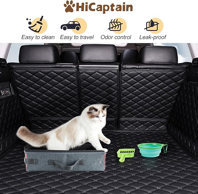 HiCaptain Portable Cat Litter Box with Lid and Handle Standard Portable Collapsible Litter Carrier for Cat (M,Pink/Gray)