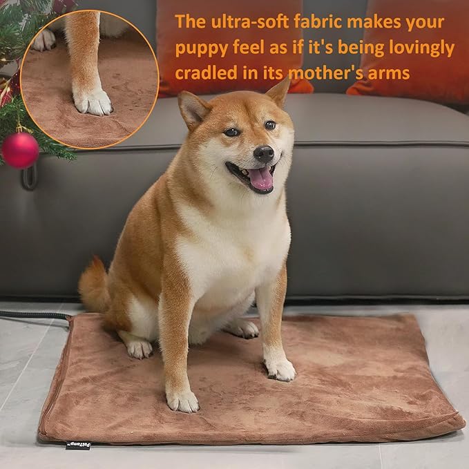 Pet Heating Pad, Electric Heated Pad for Dog Cat, Warm Mat Waterproof Dogs Cats Beds with Constant Temperature,Chew Resistant Cord, Comfortable Heater Heater Blanket Puppy and Kitten (L:26'' x 20'')